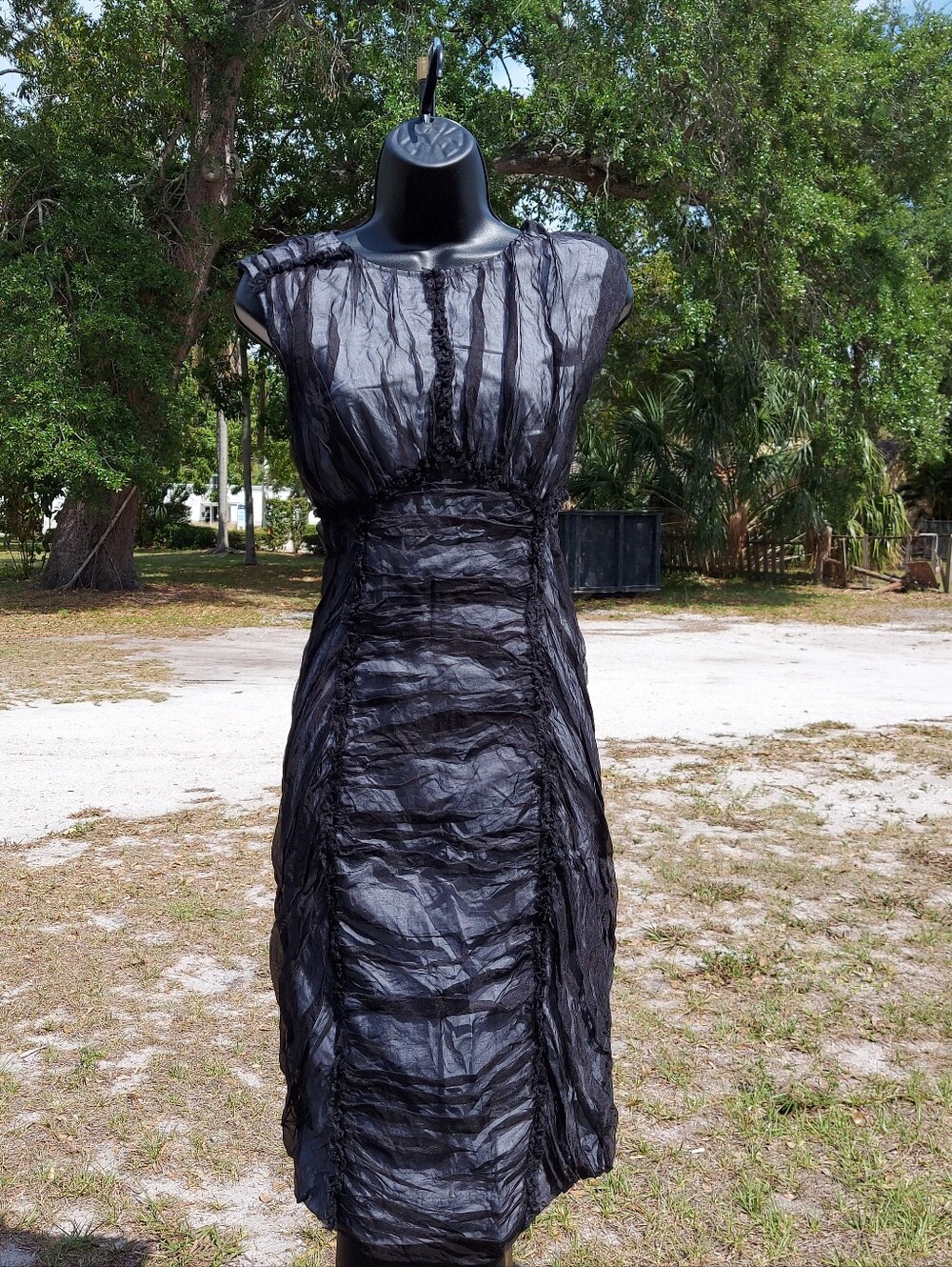 D&G Black Sheer Overlay Sheath Dress